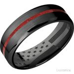 7 mm wide/Beveled/Zirconium band with one 1 mm Centered inlay of Coral. - Diamonds By Rothschild