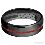 7 mm wide/Beveled/Zirconium band with one 1 mm Centered inlay of Coral. - Diamonds By Rothschild