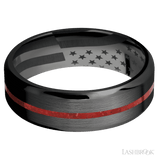 7 mm wide/Beveled/Zirconium band with one 1 mm Centered inlay of Coral. - Diamonds By Rothschild