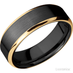 7 mm wide/Beveled/Zirconium band with two 1 mm Edge inlays of 14K Yellow Gold. - Diamonds By Rothschild