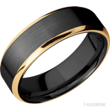 7 mm wide/Beveled/Zirconium band with two 1 mm Edge inlays of 14K Yellow Gold. - Diamonds By Rothschild