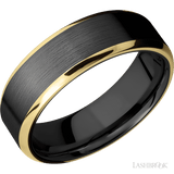 7 mm wide/Beveled/Zirconium band with two 1 mm Edge inlays of 14K Yellow Gold. - Diamonds By Rothschild