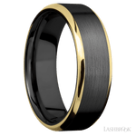7 mm wide/Beveled/Zirconium band with two 1 mm Edge inlays of 14K Yellow Gold. - Diamonds By Rothschild