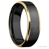 7 mm wide/Beveled/Zirconium band with two 1 mm Edge inlays of 14K Yellow Gold. - Diamonds By Rothschild