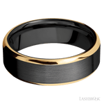7 mm wide/Beveled/Zirconium band with two 1 mm Edge inlays of 14K Yellow Gold. - Diamonds By Rothschild