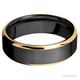 7 mm wide/Beveled/Zirconium band with two 1 mm Edge inlays of 14K Yellow Gold. - Diamonds By Rothschild