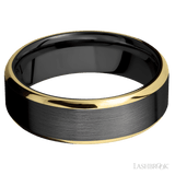 7 mm wide/Beveled/Zirconium band with two 1 mm Edge inlays of 14K Yellow Gold. - Diamonds By Rothschild