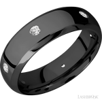 7 mm wide/Domed Bevel/Zirconium band with a 6X Even arrangement of .07 carat Round Diamond stones in a Flush setting. - Diamonds By Rothschild