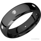 7 mm wide/Domed Bevel/Zirconium band with a 6X Even arrangement of .07 carat Round Diamond stones in a Flush setting. - Diamonds By Rothschild