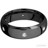 7 mm wide/Domed Bevel/Zirconium band with a 6X Even arrangement of .07 carat Round Diamond stones in a Flush setting. - Diamonds By Rothschild