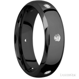 7 mm wide/Domed Bevel/Zirconium band with a 6X Even arrangement of .07 carat Round Diamond stones in a Flush setting. - Diamonds By Rothschild