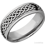 7 mm wide/Domed Stepped Down Edges/Cobalt Chrome band with a laser carved Celtic 9 pattern. - Diamonds By Rothschild