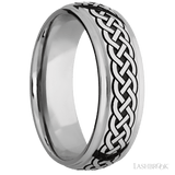 7 mm wide/Domed Stepped Down Edges/Cobalt Chrome band with a laser carved Celtic 9 pattern. - Diamonds By Rothschild