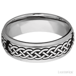 7 mm wide/Domed Stepped Down Edges/Cobalt Chrome band with a laser carved Celtic 9 pattern. - Diamonds By Rothschild