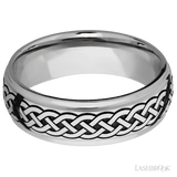 7 mm wide/Domed Stepped Down Edges/Cobalt Chrome band with a laser carved Celtic 9 pattern. - Diamonds By Rothschild