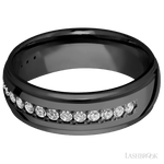 7 mm wide/Domed Stepped Down Edges/Zirconium band with a Half Eternity arrangement of .03 carat Round Diamond stones in a Bead setting. - Diamonds By Rothschild