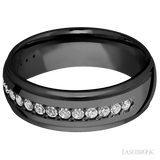 7 mm wide/Domed Stepped Down Edges/Zirconium band with a Half Eternity arrangement of .03 carat Round Diamond stones in a Bead setting. - Diamonds By Rothschild