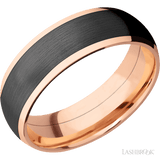 7 mm wide/Domed/14K Rose Gold band with one 5 mm Centered inlay of Zirconium. - Diamonds By Rothschild