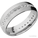 7 mm wide/Domed/14K White Gold band with an Eternity arrangement of .03 carat Round Diamond stones in a Bead Channel setting. - Diamonds By Rothschild