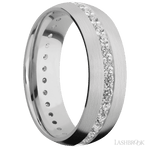 7 mm wide/Domed/14K White Gold band with an Eternity arrangement of .03 carat Round Diamond stones in a Bead Channel setting. - Diamonds By Rothschild