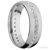 7 mm wide/Domed/14K White Gold band with an Eternity arrangement of .03 carat Round Diamond stones in a Bead Channel setting. - Diamonds By Rothschild