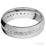 7 mm wide/Domed/14K White Gold band with an Eternity arrangement of .03 carat Round Diamond stones in a Bead Channel setting. - Diamonds By Rothschild