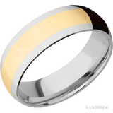 7 mm wide/Domed/14K White Gold band with one 4 mm Centered inlay of 14K Yellow Gold. - Diamonds By Rothschild