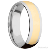 7 mm wide/Domed/14K White Gold band with one 4 mm Centered inlay of 14K Yellow Gold. - Diamonds By Rothschild