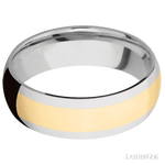 7 mm wide/Domed/14K White Gold band with one 4 mm Centered inlay of 14K Yellow Gold. - Diamonds By Rothschild