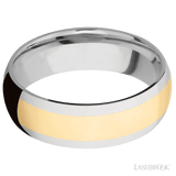 7 mm wide/Domed/14K White Gold band with one 4 mm Centered inlay of 14K Yellow Gold. - Diamonds By Rothschild