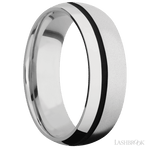 7 mm wide/Domed/Cobalt Chrome band with one 1 mm Off Center inlay of Black. - Diamonds By Rothschild