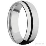 7 mm wide/Domed/Cobalt Chrome band with one 1 mm Off Center inlay of Black. - Diamonds By Rothschild
