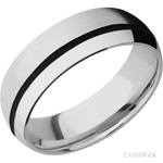 7 mm wide/Domed/Cobalt Chrome band with one 1 mm Off Center inlay of Black. - Diamonds By Rothschild