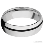 7 mm wide/Domed/Cobalt Chrome band with one 1 mm Off Center inlay of Black. - Diamonds By Rothschild