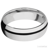 7 mm wide/Domed/Cobalt Chrome band with one 1 mm Off Center inlay of Black. - Diamonds By Rothschild