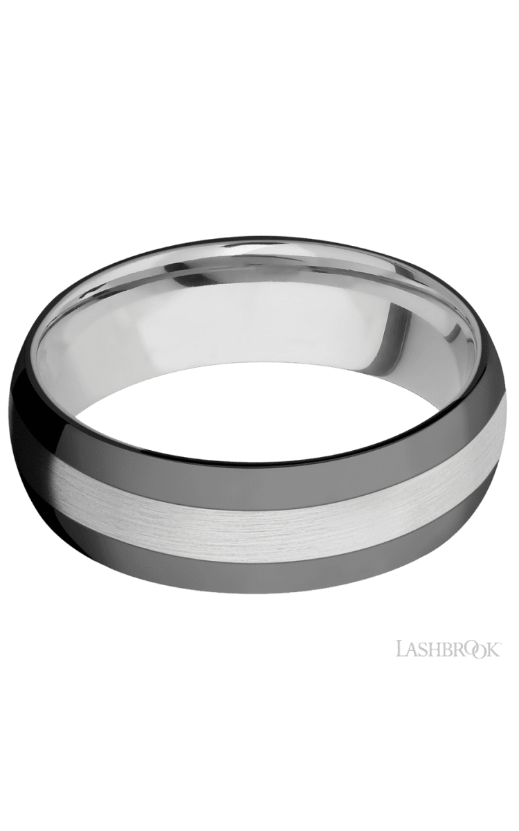 7 mm wide/Domed/Cobalt Chrome band with two 2 mm Double Off Center Edge inlays of Zirconium. - Diamonds By Rothschild