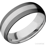 7 mm wide/Domed/Cobalt Chrome band with two 2 mm Double Off Center Edge inlays of Zirconium. - Diamonds By Rothschild