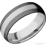 7 mm wide/Domed/Cobalt Chrome band with two 2 mm Double Off Center Edge inlays of Zirconium. - Diamonds By Rothschild