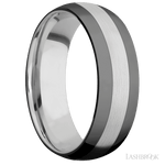 7 mm wide/Domed/Cobalt Chrome band with two 2 mm Double Off Center Edge inlays of Zirconium. - Diamonds By Rothschild