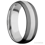 7 mm wide/Domed/Cobalt Chrome band with two 2 mm Double Off Center Edge inlays of Zirconium. - Diamonds By Rothschild