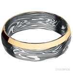 7 mm wide/Domed/Kinetic band with one 2 mm Off Center Edge inlay of 14K Yellow Gold. - Diamonds By Rothschild