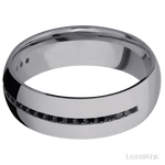 7 mm wide/Domed/Tantalum band with a Half Eternity arrangement of .015 carat Round Black Diamond stones in a Channel setting. - Diamonds By Rothschild