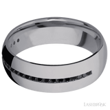 7 mm wide/Domed/Tantalum band with a Half Eternity arrangement of .015 carat Round Black Diamond stones in a Channel setting. - Diamonds By Rothschild