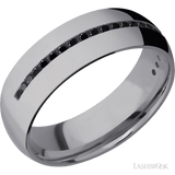 7 mm wide/Domed/Tantalum band with a Half Eternity arrangement of .015 carat Round Black Diamond stones in a Channel setting. - Diamonds By Rothschild