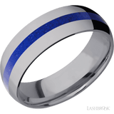 7 mm wide/Domed/Tantalum band with one 2 mm Centered inlay of Lapis. - Diamonds By Rothschild