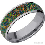 7 mm wide/Domed/Tantalum band with one 5 mm Centered inlay of Black Opal. - Diamonds By Rothschild