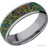 7 mm wide/Domed/Tantalum band with one 5 mm Centered inlay of Black Opal. - Diamonds By Rothschild