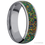 7 mm wide/Domed/Tantalum band with one 5 mm Centered inlay of Black Opal. - Diamonds By Rothschild