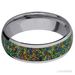 7 mm wide/Domed/Tantalum band with one 5 mm Centered inlay of Black Opal. - Diamonds By Rothschild