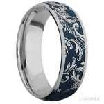 7 mm wide/Domed/Titanium band with a laser carved Black Leaf pattern. - Diamonds By Rothschild